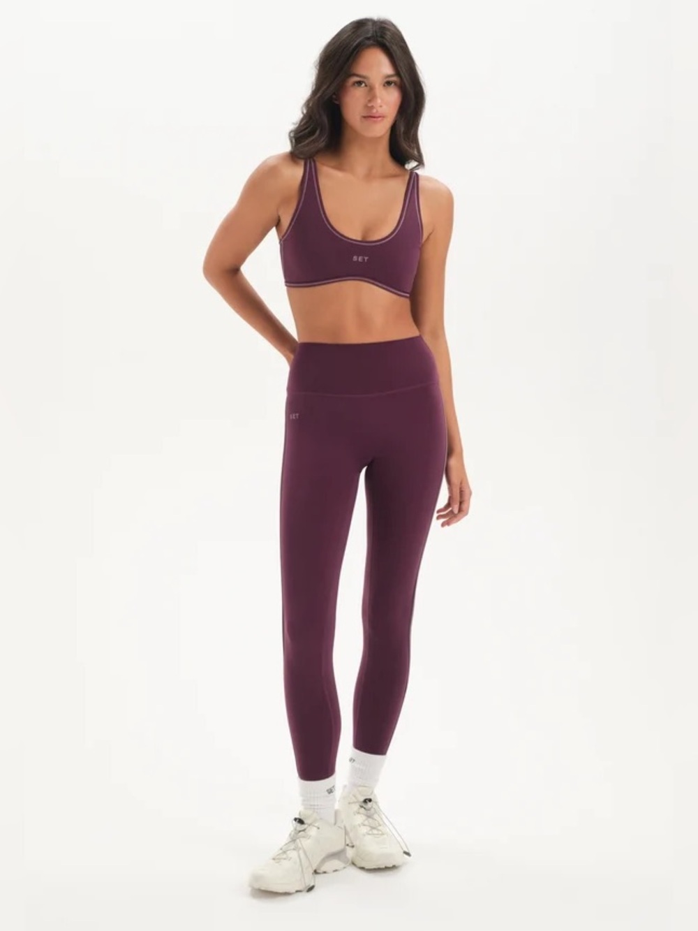 Set Active Sports Bra and Leggings in Plum